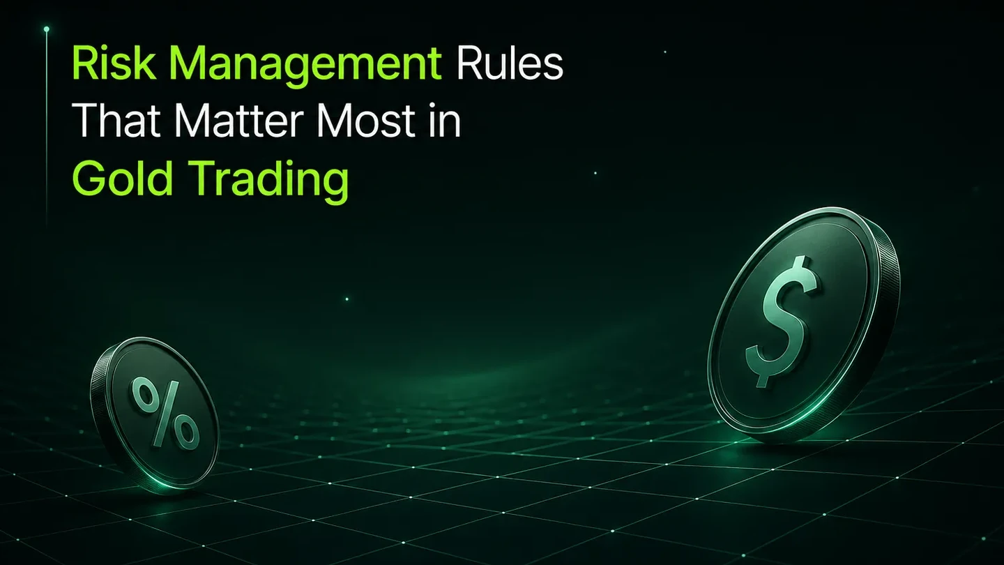 Risk management rules in gold trading with volatility control and market exposure concepts in fintech style